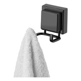 Cabide Gancho Duplo Com Ventosa Porta Toalha Banheiro Preto