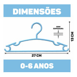 Cabide Infantil Azul Bebê Plástico Reforçado 30 Und 