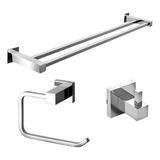 Cabide Inox Porta Toalha Banho Duplo Papeleira Cromado