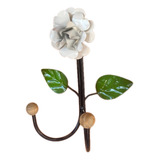 Cabide Porta Toalha Com Flor Dois Ganchos Artesanato Ferro