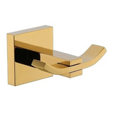 Cabide Quadrado Banheiro Dupla Fixação Dourado Brilhante