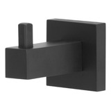 Cabide Quadrado Para Banheiro Dupla Fixação Preto Fosco Black