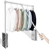 Cabideiro Basculante Extensível Guarda Roupa Cabide Com Dispositivo De Amortecimento De Suspensão Hidráulica Haste De Armário Suspensa Para Pendurar Roupas Largura Ajustável De 70 A 93 Cm