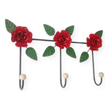 Cabideiro De Parede 3 Gancho Flores Rústico Decoração Ferro