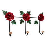 Cabideiro De Parede 3 Ganchos Flores Rústico Decoração Ferro