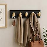Cabideiro De Parede Em Madeira Natural Estilo Industrial Preto Fosco - Instalação Sem Furos - Minimalista - Moderno - Clean - Pronto Para Uso - By Ateliê TH Wood Art