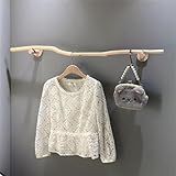 Cabideiro De Parede Wood Brah Clothes Rail Para Varejo- Casa- Parede Vintage Decorative Clothing Display Rack Wood Garment Rack- Log Color- 100cm-39in-