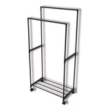 Cabideiro Dupla Araras Closet 5kg Slim Organizador Cor Preto