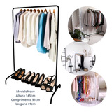 Cabideiro Roupas Arara De Roupas Loja quarto Sapateira Preto