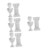 Cabilock 4 Conjuntos De Enfeites De Estátua Pilar Romano Homens Busto Escultura Homem Presentes Estátua Grega Decoração Estátua Grega De David Estátua Urna De Fada Plantador Decoração