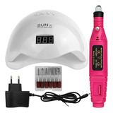 Cabine Estufa Sun 5 Led Uv Lixadeira Elétrica De Unha Gel
