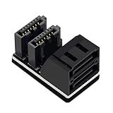 Cablecc Dual SATA 7 Pinos Fêmea Para 90 Graus Angular 7 Pinos Macho Adaptador Vertical Perfil Baixo Para Desktops SSD HDD Placa-mãe