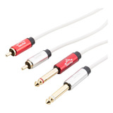 Cabo 2 X P10 Para 2 Rca 2m Stereo Banhado A Ouro Audio Pro