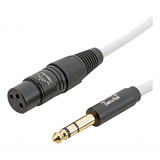Cabo 5m P10 Stereo Trs Xlr Fêmea Branco Pro Audio Dj Mixer