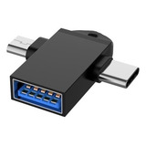 Cabo Adaptador 3 Em 1 Usb a Tipo C E Micro b V8 Otg Plug