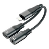 Cabo Adaptador Duplo Para iPhone Lightining P2 Áudio Fone