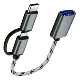 Cabo Adaptador Otg 2 Em 1 Micro usb V8 Tipo c P Usb 3 0