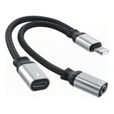 Cabo Adaptador Para iPhone Duplo P2 Áudio Fone Cor Cinza