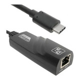 Cabo Adaptador Type c Para Rj45 Lan Gigabit 10 100 1000mbps Cor Preto