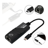 Cabo Adaptador Usb c type c Para Rj45 Lan Ethernet 10 100 1000mbps Rede Externa Gigabit Smart Tools Cor Preto