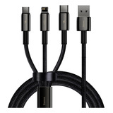 Cabo Baseus 3 In 1 Lightning Tipo c Micro usb 3 5a 1 5m Cor Preto