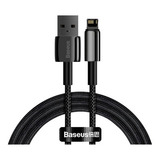 Cabo Baseus Tungsten Fast Reforçado Para iPhone 2 4a 2m Preto