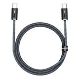 Cabo Baseus Usb c P iPhone 15 iPad macbook Nylon 5a 100w 1m Cor Preto