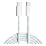 Cabo Carregador E Dados Turbo Tipo C Duplo Para Samsung Galaxy S24 Ultra S23 Fe S22 Plus S21 S20 Motorola Xiaomi LG iPhone 15 16 Cor Branco Nylon Boyu Cell