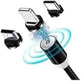 Cabo Carregador Magnético 3 Em 1 Tipo C Lightning Micro Usb Girátorio 360 Graus Iphone Samsung AKIS