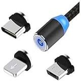 Cabo Carregador Magnético 3 Em 1 Usb Tipo C Micro Prata 