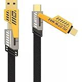 Cabo Carregador Múltiplo 4 Em 1 USB A USB C Para Tipo C 65W PD Trançado Em Nylon Preto