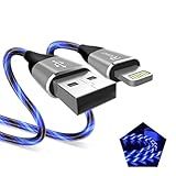 Cabo Carregador Para IPhone Com Luz De LED Cabo Lightning De LED 1 Unidade Certificado Apple MFi Cabo De Carregamento Rápido USB Para Apple IPhone 13 12 11 Pro Max XR XS X 8Plus 7Plus 6Plus 5s 5c IPad More Azul 3 Pés 