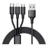 Cabo Carregador Usb 3 Em 1 Micro Usb Tipo C E Lightning Útil