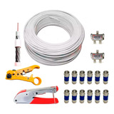 Cabo Coaxial 50m 95 Kit Alicate Crimpar Decapador Conector