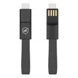 Cabo Curto Slim 3 Em 1 Micro Usb Lightning Type C Cor Preto