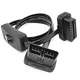 Cabo De Cabo OBD 2 Da OLLGEN Cabo De Extensão Ultrafino De 16 Pinos M F OBDII Com Interruptor De Energia Conector Adaptador De Cabo Plano De Diagnóstico 70 Cm