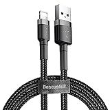 Cabo De Carregamento E Cabo De Transferência De Dados Da Série Baseus Cafule- USB-A E Lightning 1-5 A- 2 Meter- Cinza - Preto
