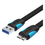 Cabo De Disco Rígido Externo Vention Usb 3 0 A Micro B 2m Pc Cor Preto