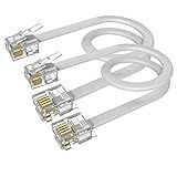 Cabo De Telefone Curto 2 Pacotes De 6 RJ11 6P4C Macho Para Macho Conector De Fio De Extensão De Cabo De Extensão Fixa RFAdapter Para Telefone Fixo Modem Máquina De Fax Branco