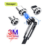 Cabo Essager Wc Preto Com Entrada Usb Saída Usb c Micro Usb V 8 Lightning