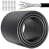 Cabo Ethernet Cat 7 100m Externos Cabo Ethernet Triplo Blindado SFTP 24 AWG Cabo De Remendo Cat 7 10 Gbps 600 MHz Cabo LAN RJ45 Resistente A UV à Prova D água Para Jogos De Roteador