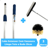 Cabo Extensor 3 Metros Com Vassoura Limpa Forro Teto E Rodo