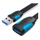 Cabo Extensor Flat Usb 3 0 Extensao Pendrive Tv 1 5m Vention Cor Preto