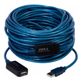 Cabo Extensor Usb 2 0 Ativo Amplificado 15m Macho Fêmea