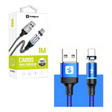Cabo Magnético Sumexr Sx b16c Tipo C Android Led Cabo Rapido Cor Azul