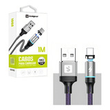 Cabo Magnético Sumexr Sx b16c Tipo C Android Led Cabo Rapido Cor Cinza