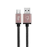 Cabo Micro USB Em Tecido Natural Costurado Black Rosa 1m SKN510BK ELG