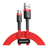 Cabo Micro Usb Reforçado 2a Fast Charge Baseus 3 Metros Cor Vermelho