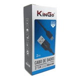 Cabo Micro usb V8 Kingo Preto 2 Metros 2 1a Para Galaxy A10s