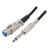 Cabo Microfone P10 Mono X Canon Xlr Femea 5 Metros Cor Preto